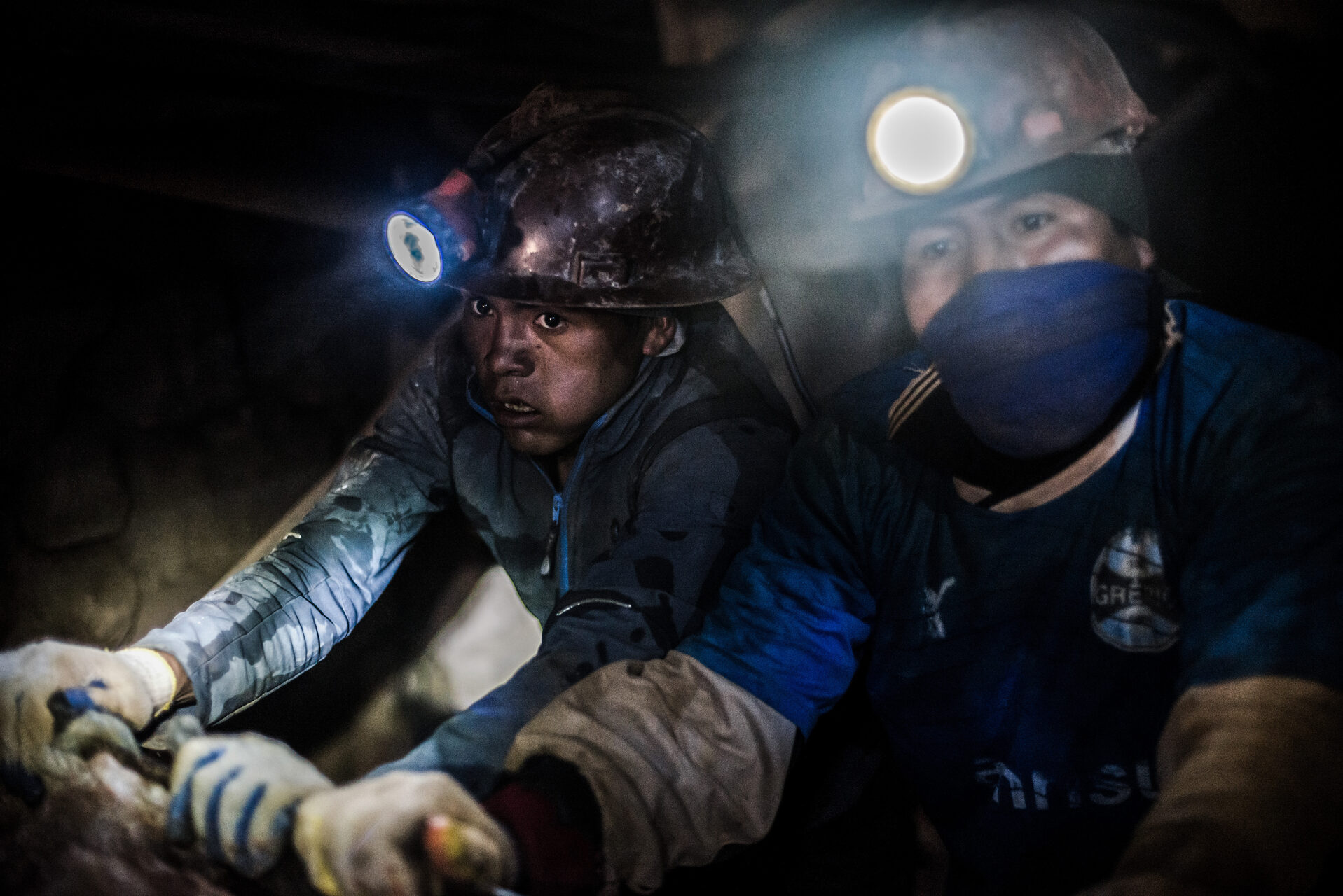 Bolivia Travel Landscape Photography Miners working inside Potosi silver mines Department of Potosi Bolivia South America