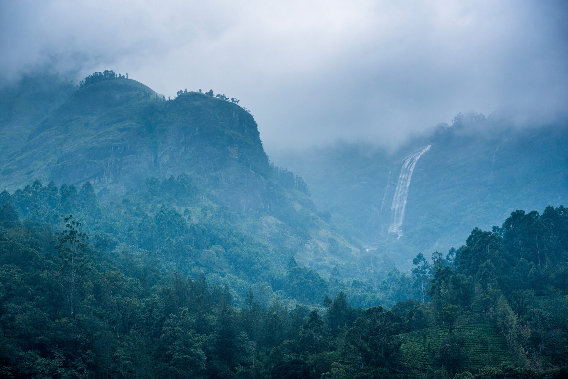 India Landscape Photography Waterfall in the Western Ghats Mountains Munnar Kerala India