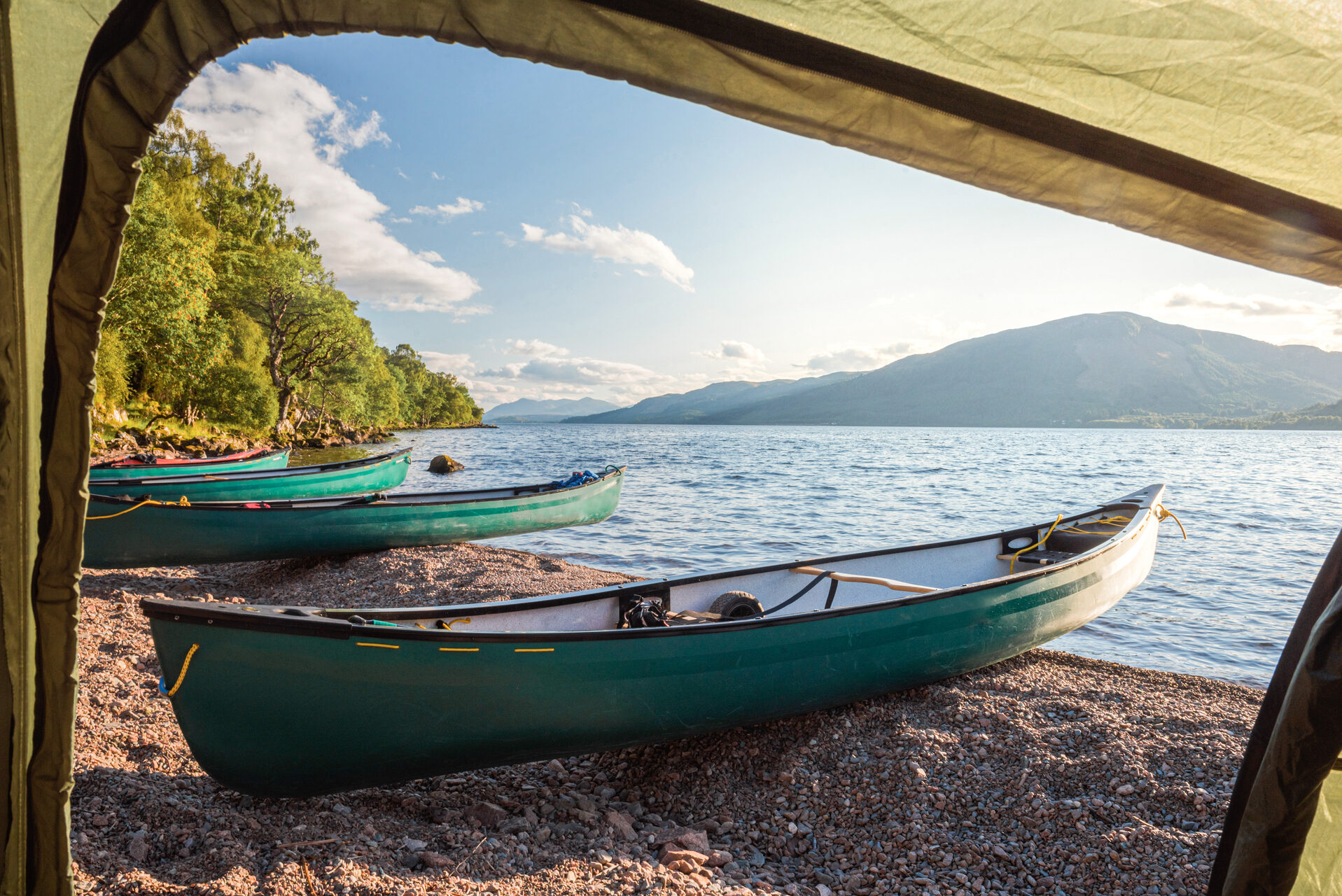 Scotland Adventure Travel Photography Camping on Loch Ness while canoeing the Caledonian Canal near Fort Augustus Scottish Highlands Scotland United Kingdom Europe