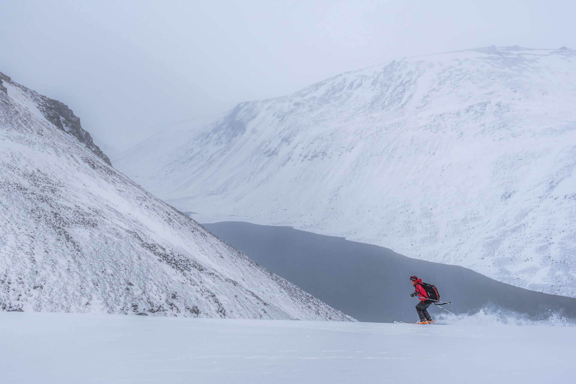 Scotland Adventure Travel Photography Skiing at Loch Avon on the River Avon Cairngorms National Park Scotland United Kingdom Europe